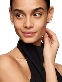 Pearl Stud Earrings In Sterling Silver With Pearls And Diamonds