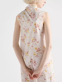 Pleated Floral-print Poplin Dress
