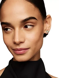 Petite Chatelaine® Stud Earrings In Sterling Silver With Prasiolite And Diamonds, 6mm