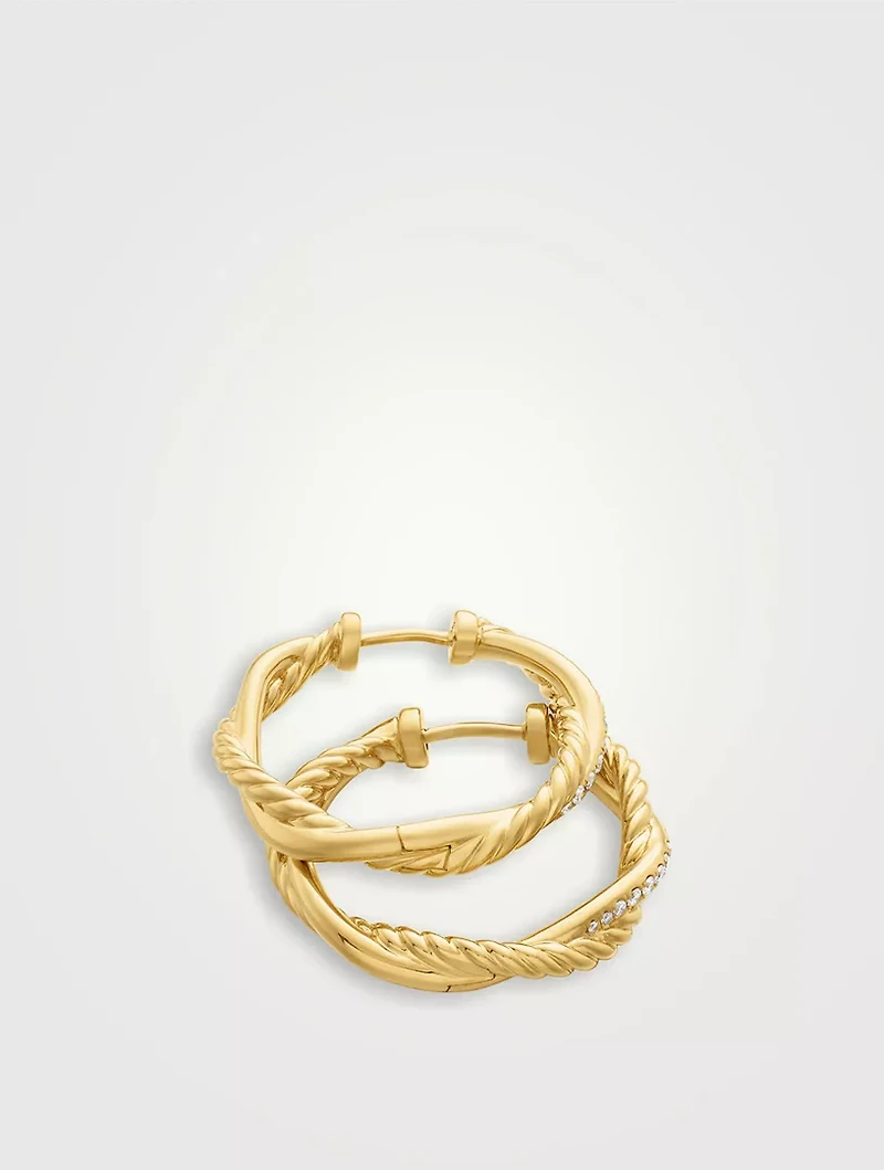 Petite Infinity Hoop Earrings In 18k Yellow Gold With Diamonds, 17.3mm