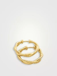 Petite Infinity Hoop Earrings In 18k Yellow Gold With Diamonds, 17.3mm