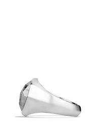 Meteorite Faceted Signet Ring Sterling Silver