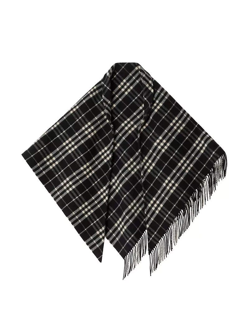 Check Wool Cashmere Cape