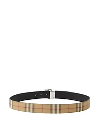 Check And Leather Reversible Tb Belt