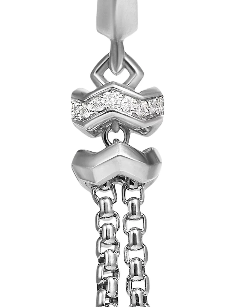 Zig Zag Stax™ Chain Drop Earrings In Sterling Silver With Diamonds, 66mm