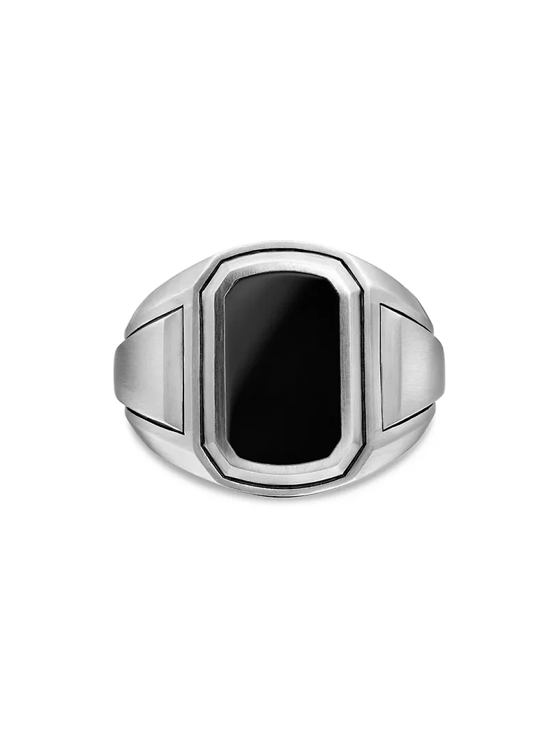 Streamline® Signet Ring Sterling Silver With Black Onyx, 18.5mm