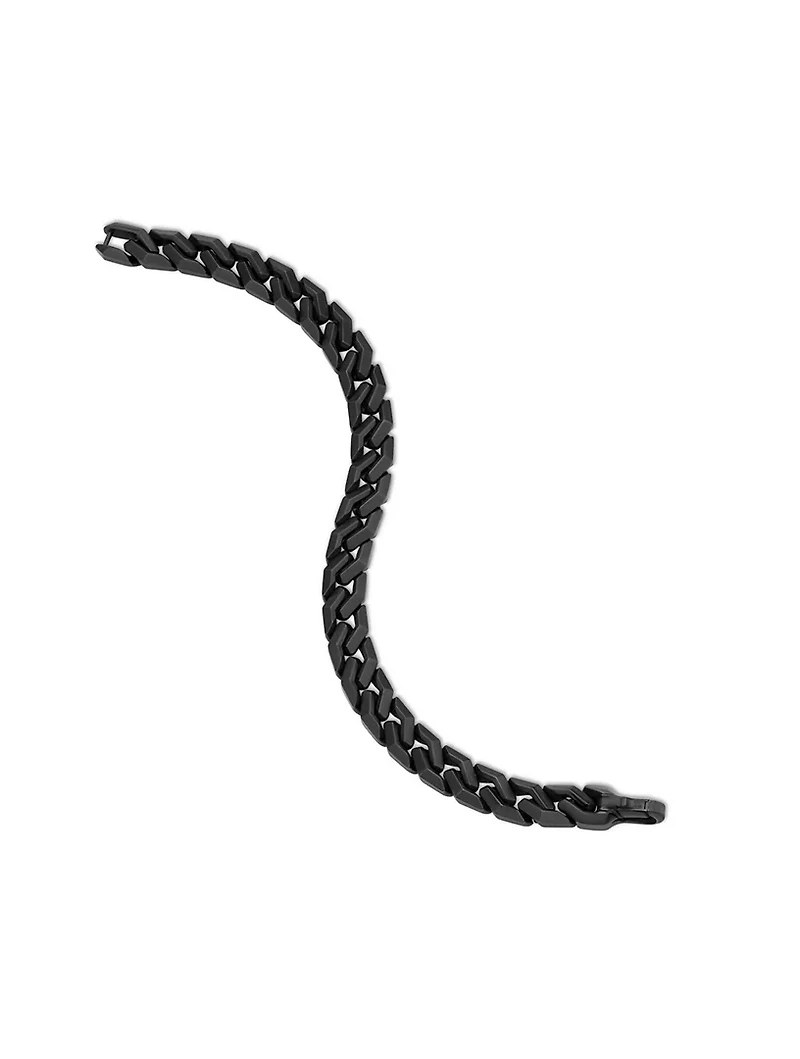 Curb Chain Angular Link Bracelet Black Titanium, 8.7mm