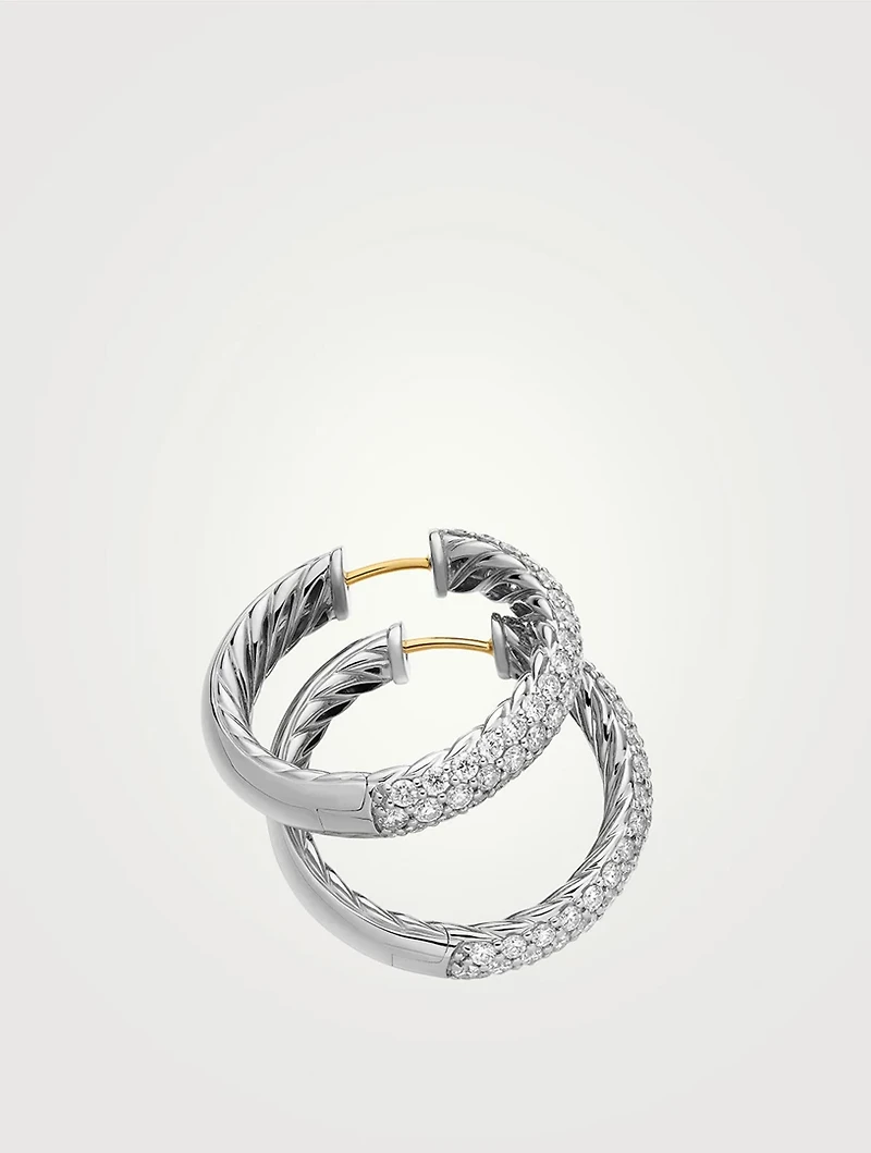 Dy Mercer® Hoop Earrings In Sterling Silver With Diamonds, 25.4mm