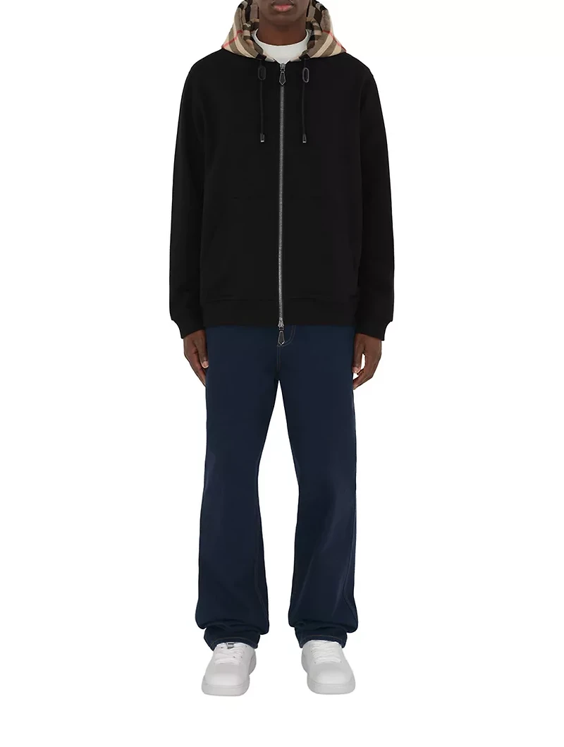 Check Hood Cotton Zip Hoodie