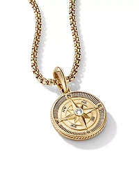 Maritime® Compass Amulet In 18k Yellow Gold With Center Diamond