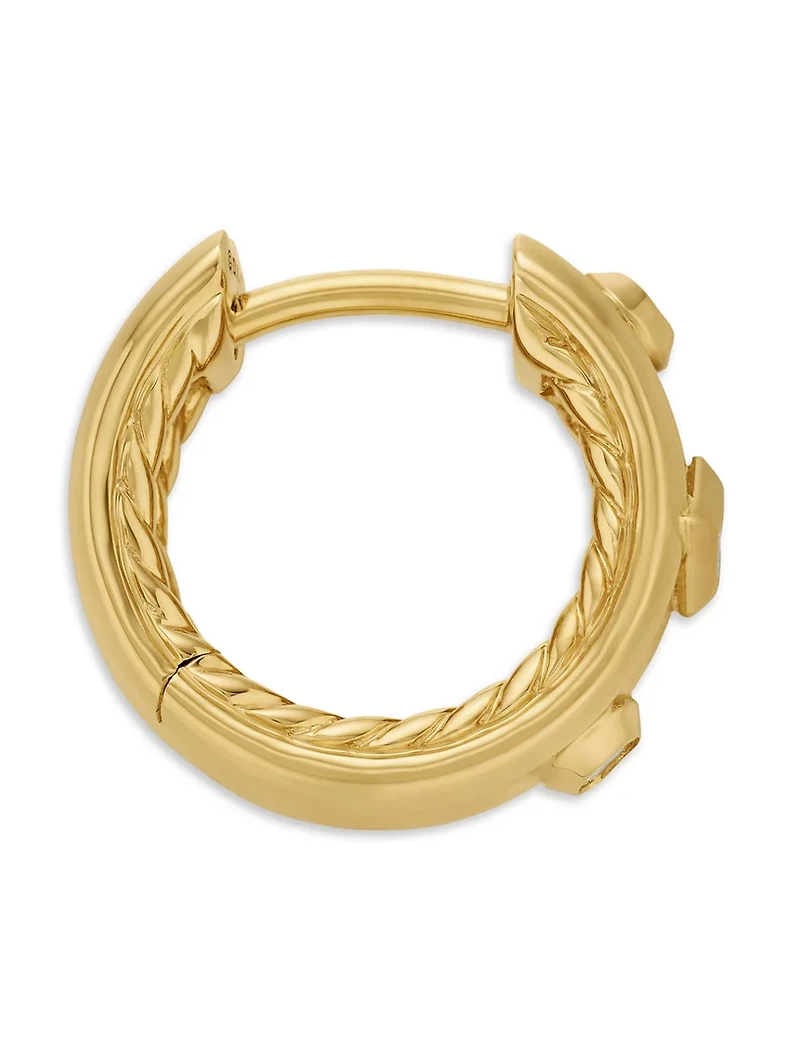Modern Renaissance Huggie Hoop Earrings In 18k Yellow Gold With Diamonds, 12.3mm