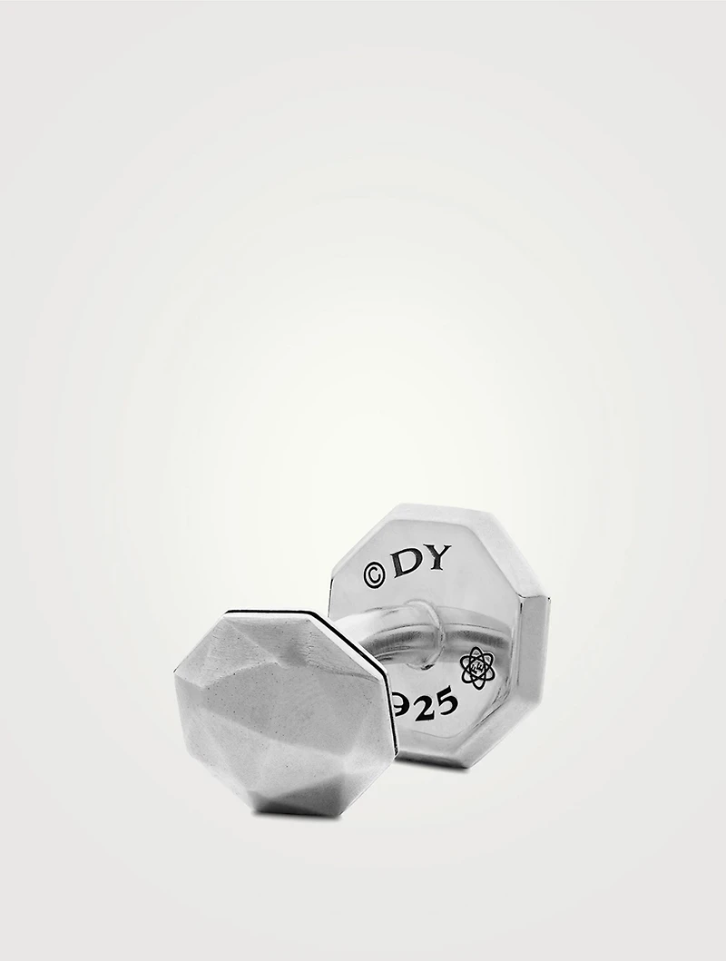 Meteorite Faceted Round Cufflinks In Sterling Silver, 16mm