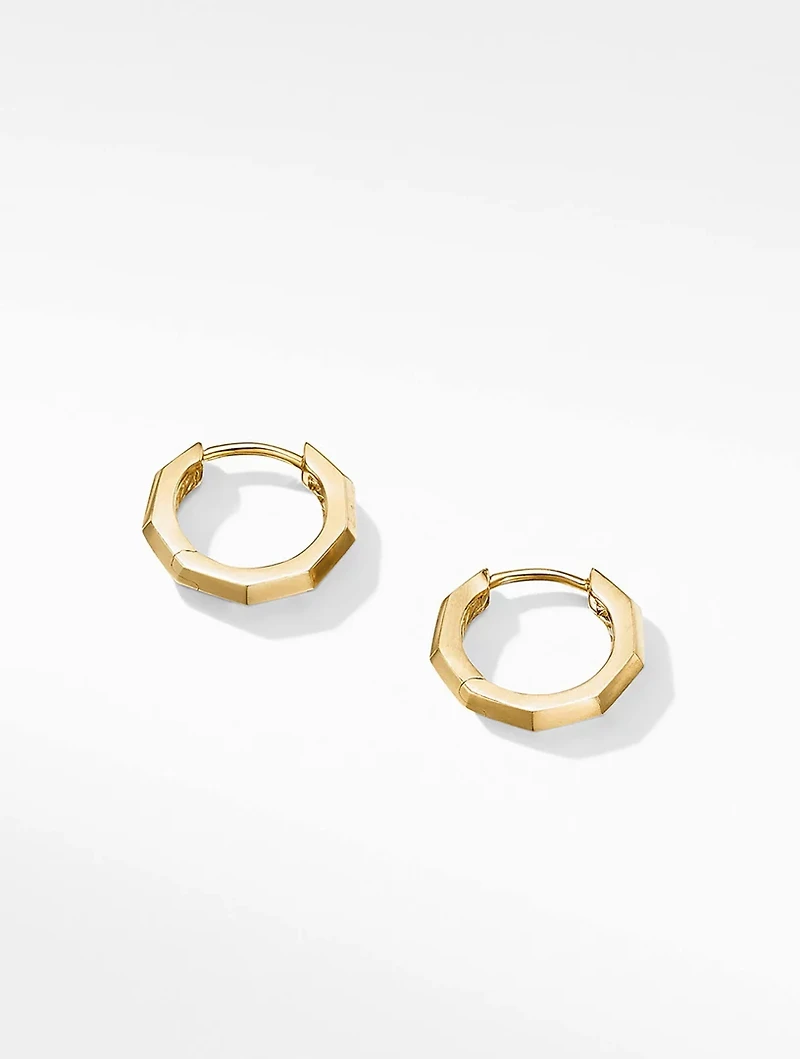 Stax Faceted Huggie Hoop Earrings In 18k Yellow Gold