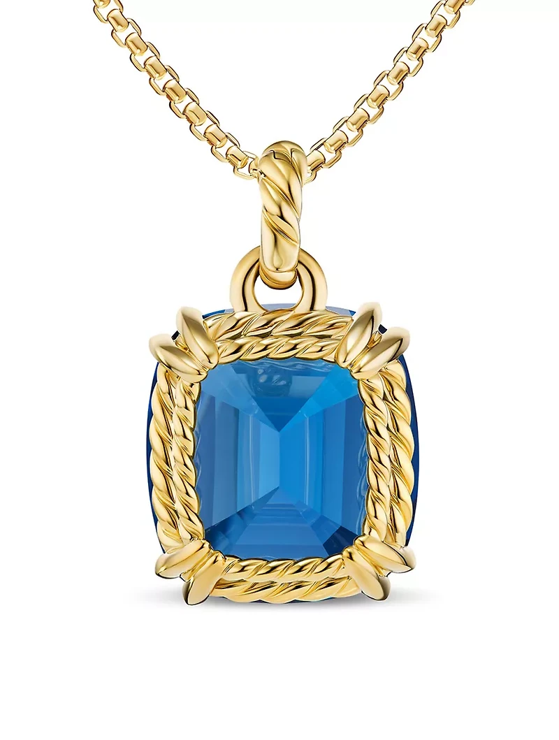 Marbella Pendant In 18k Yellow Gold With Hampton Blue Topaz, 22mm