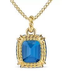 Marbella Pendant In 18k Yellow Gold With Hampton Blue Topaz, 22mm
