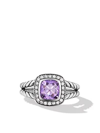 Petite Albion® Ring Sterling Silver With Amethyst And Pavé Diamonds