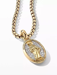 St. Francis Amulet In 18k Yellow Gold With Pavé Diamonds