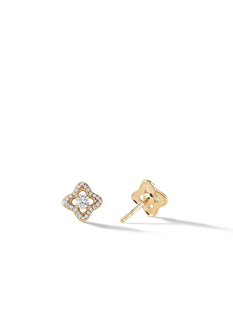 Venetian Quatrefoil® Stud Earrings In 18k Yellow Gold With Diamonds