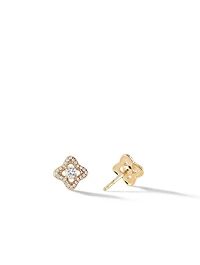 Venetian Quatrefoil® Stud Earrings In 18k Yellow Gold With Diamonds