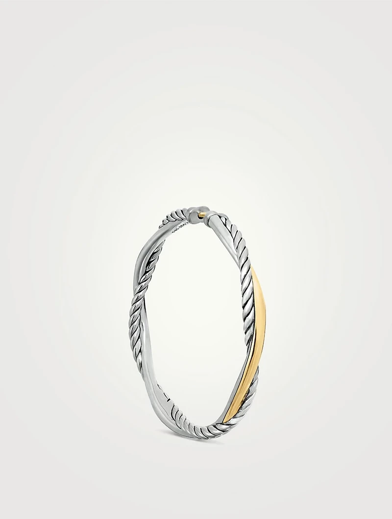 Infinity Hoop Earrings In Sterling Silver With 14k Yellow Gold, 42mm