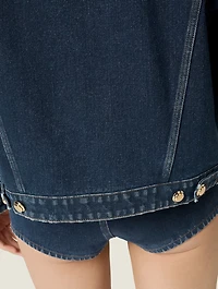 Flocked Denim And Velvet Blouson Jacket