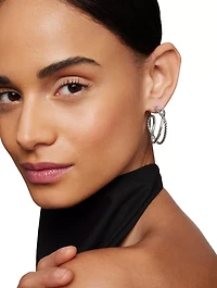 Crossover Hoop Earrings In Sterling Silver, 33.7mm
