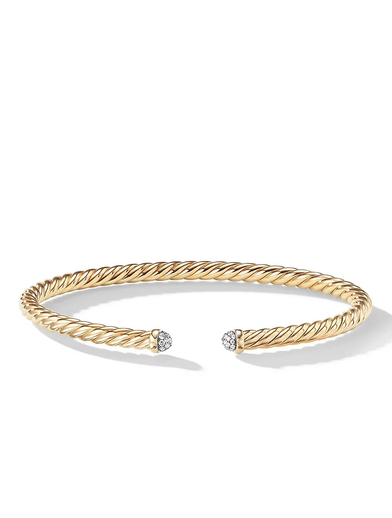 Cablespira® Bracelet 18k Yellow Gold With Pavé Diamonds