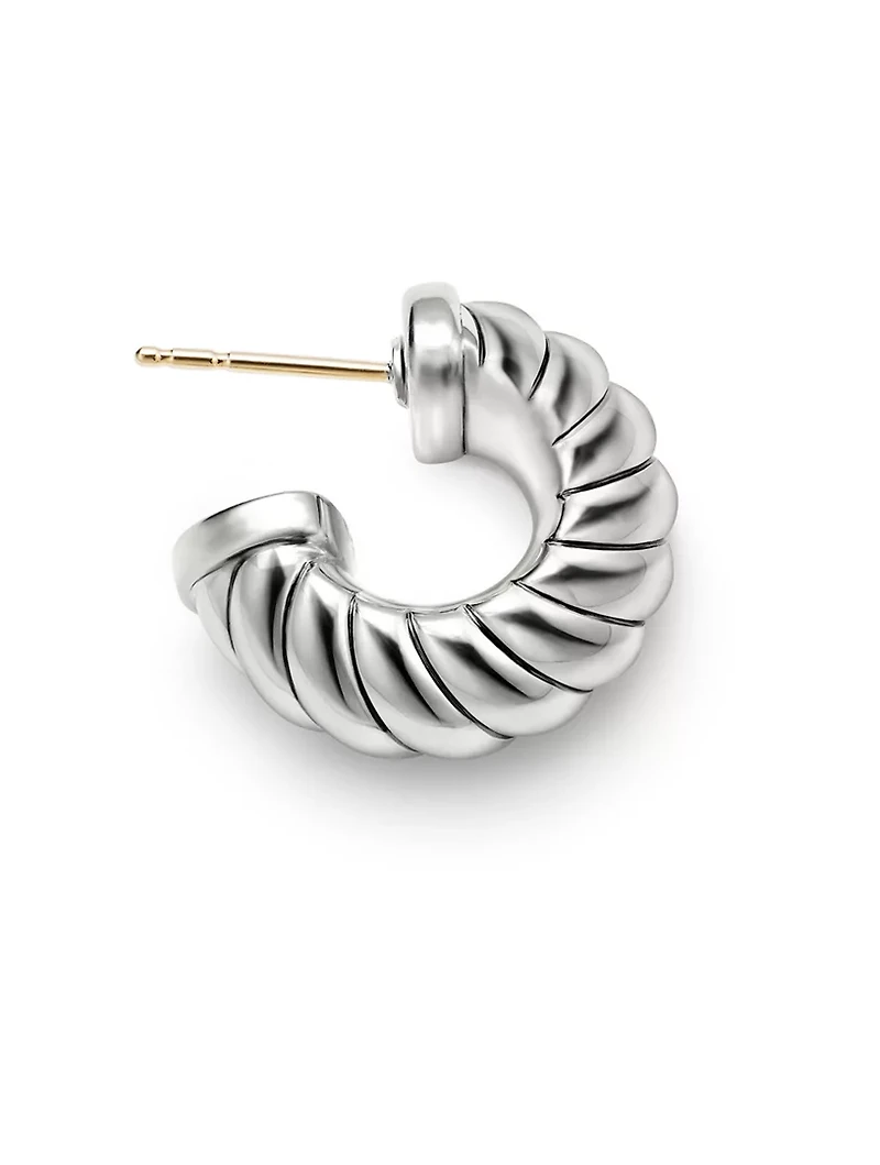 Sculpted Cable Shrimp Earrings In Sterling Silver, 20.5mm