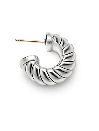 Sculpted Cable Shrimp Earrings In Sterling Silver, 20.5mm