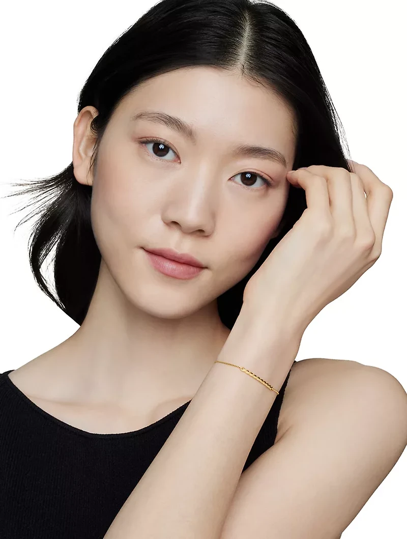 Petite Station Chain Bracelet In 18k Yellow Gold, 1mm