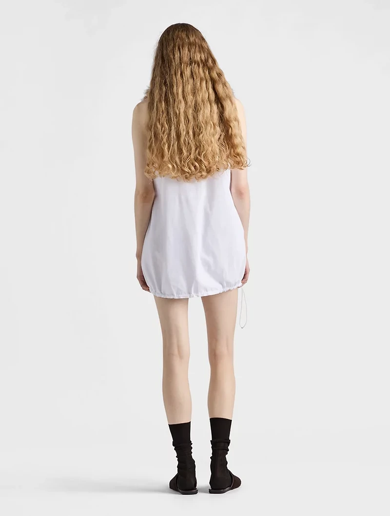 Reversible Cotton Jersey And Re-nylon Mini-dress