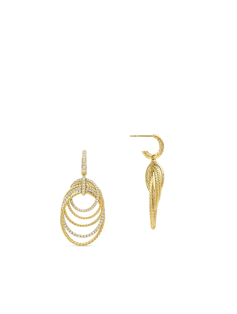 Dy Origami Drop Earrings In 18k Yellow Gold With Diamonds, 21mm
