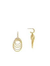 Dy Origami Drop Earrings In 18k Yellow Gold With Diamonds, 21mm