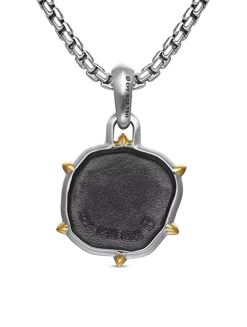 Aries Amulet In Sterling Silver With 18k Yellow Gold, 33mm