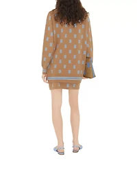 Monogram Wool Silk Blend Jacquard Mini Skirt
