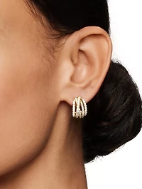 Pavé Crossover Shrimp Earrings In 18k Yellow Gold With Diamonds, 15.8mm