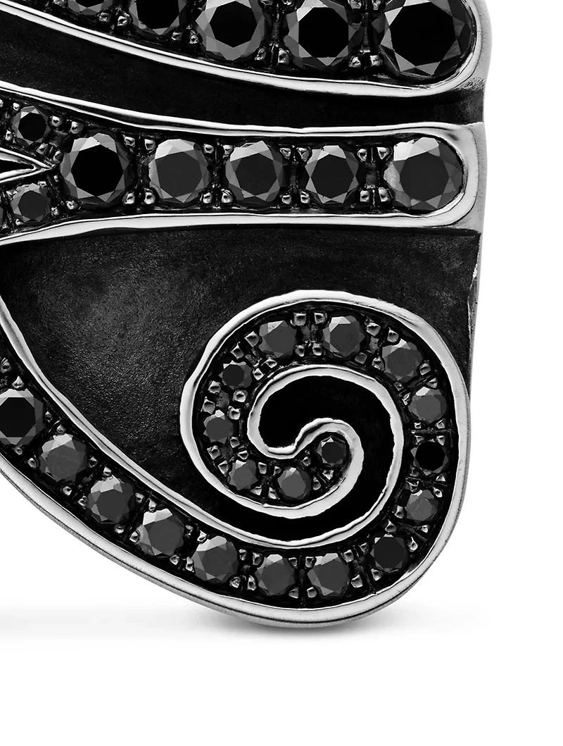 Cairo Eye Of Horus Amulet In Sterling Silver With Black Diamonds, 27.6mm