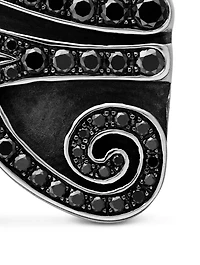 Cairo Eye Of Horus Amulet In Sterling Silver With Black Diamonds, 27.6mm