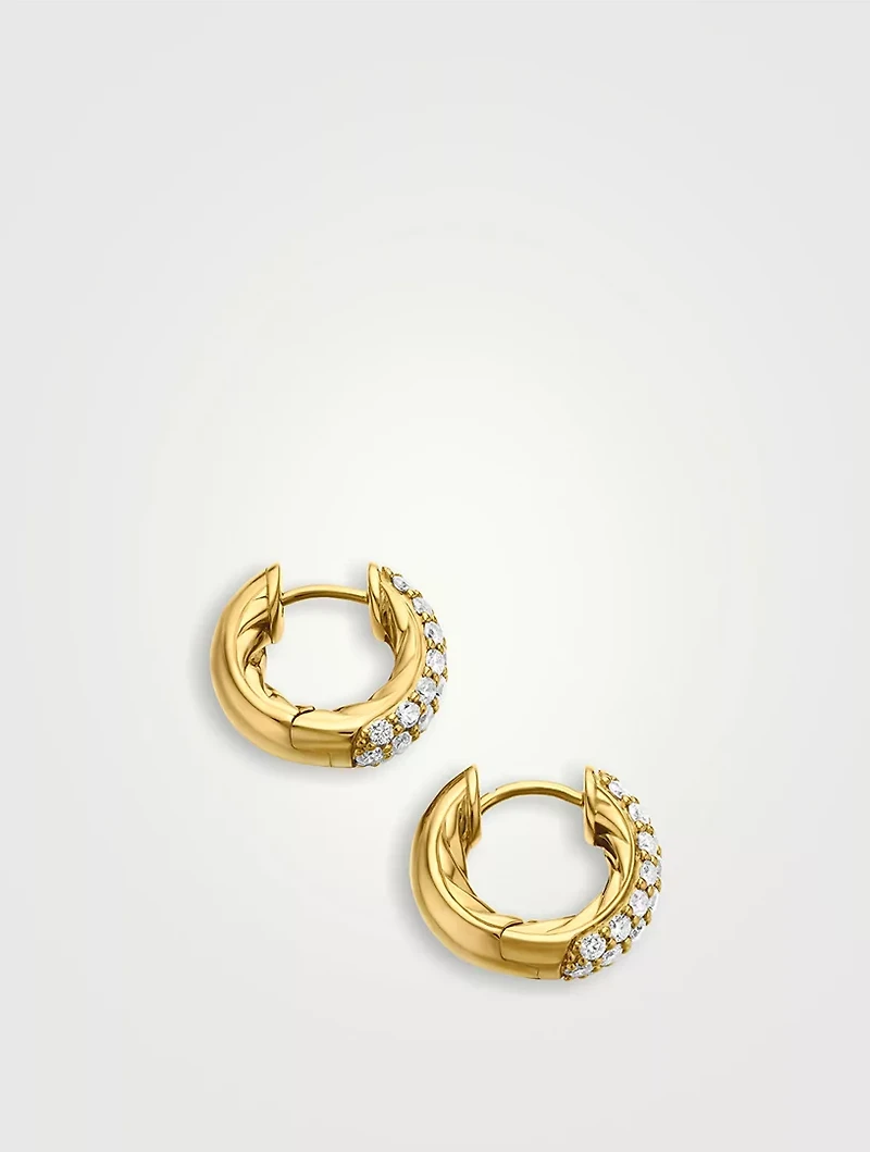 Dy Mercer® Micro Hoop Earrings In 18k Yellow Gold With Diamonds, 13.5mm