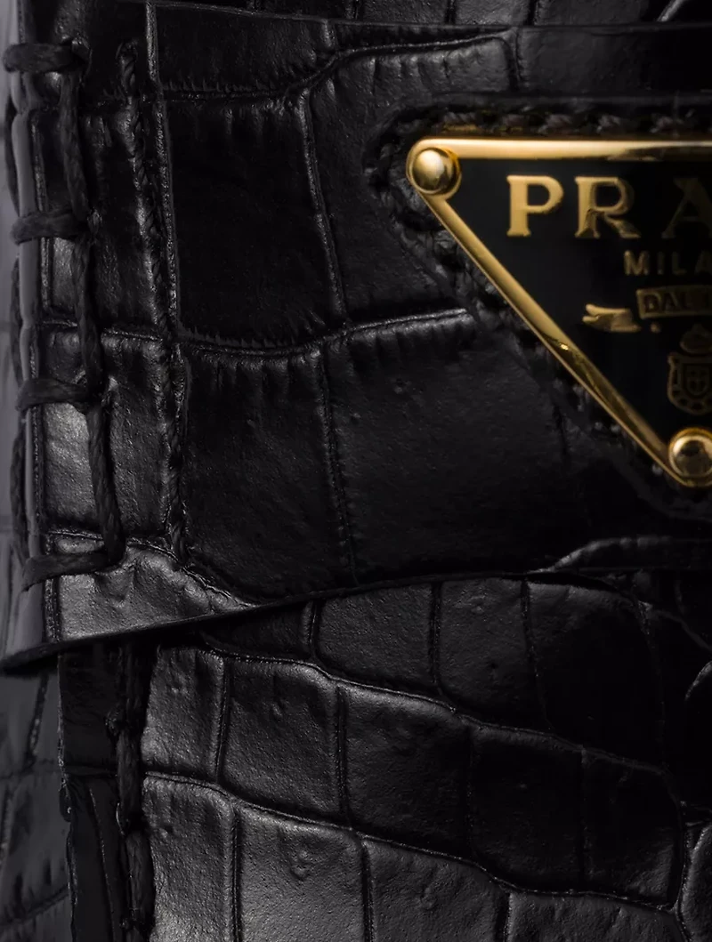 Croco-print Leather Loafers