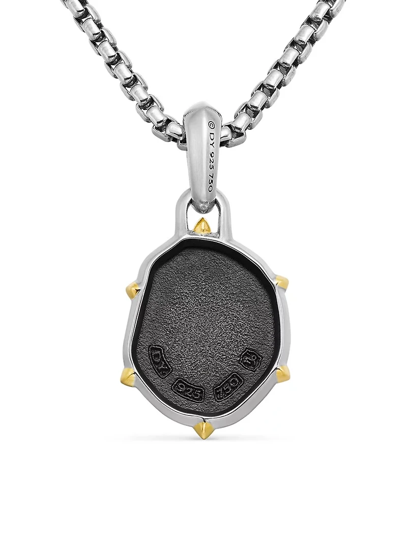Capricorn Amulet In Sterling Silver With 18k Yellow Gold, 33mm