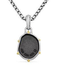 Capricorn Amulet In Sterling Silver With 18k Yellow Gold, 33mm