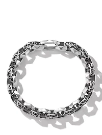 Torqued Faceted Link Bracelet Sterling Silver With Pavé Black Diamonds