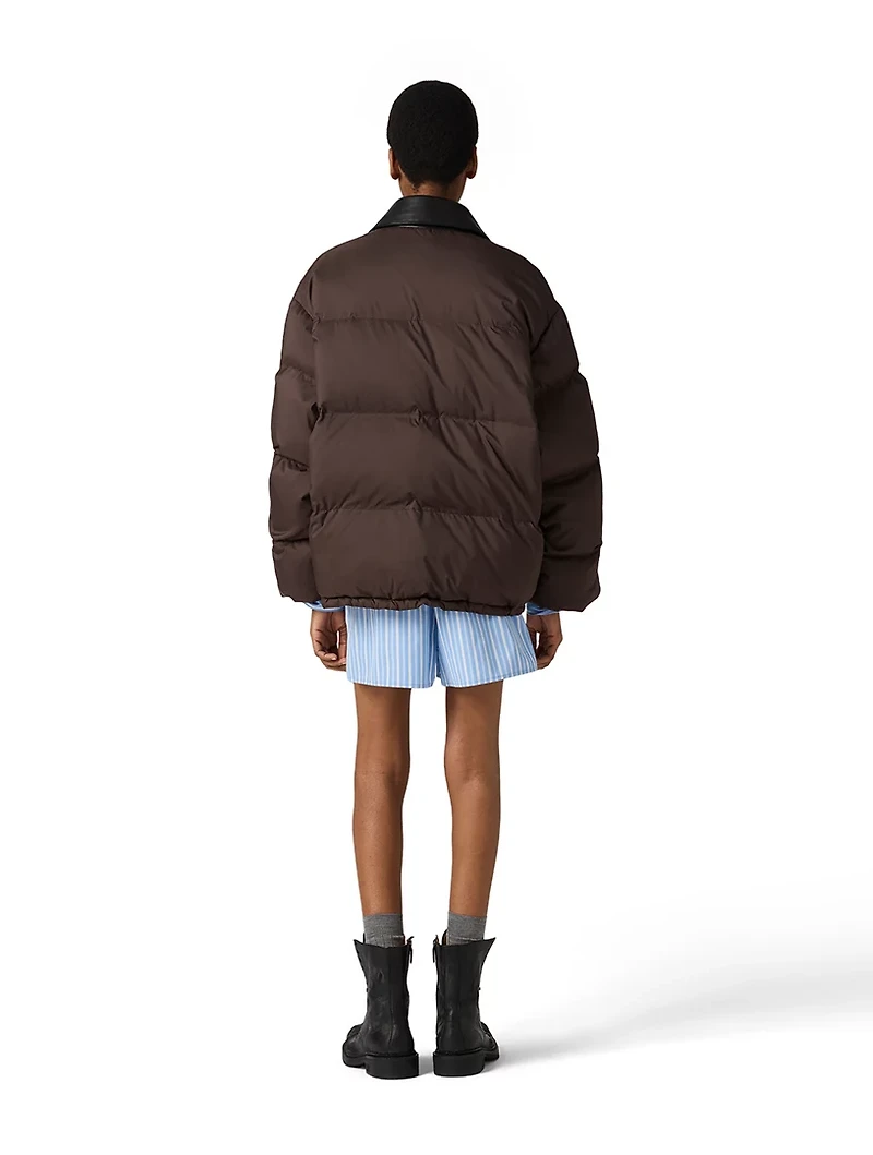 Technical Pongé Cropped Down Jacket