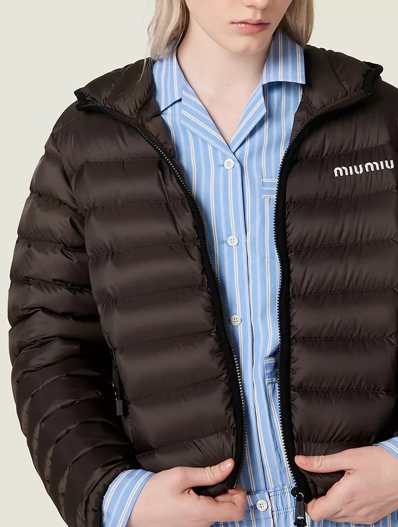 Light Pongé Down Hoodie Jacket