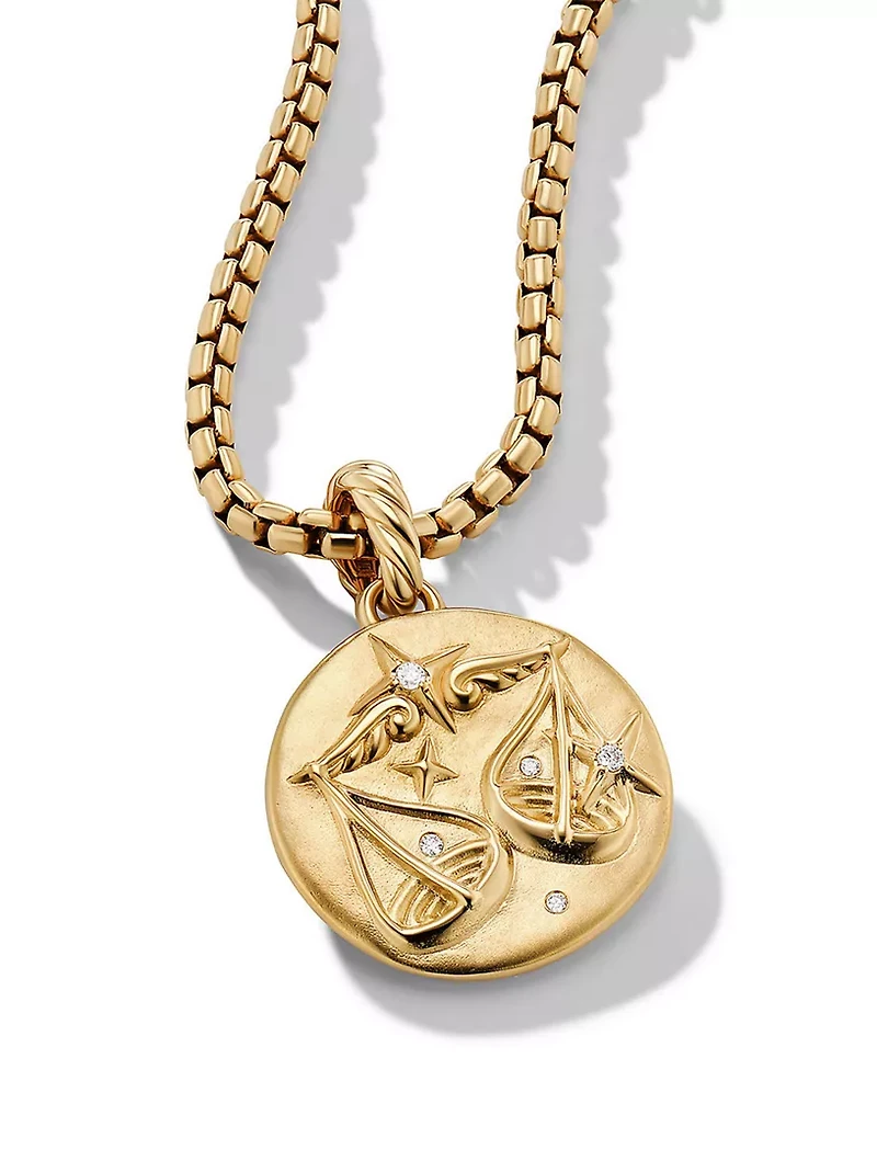 Libra Amulet In 18k Yellow Gold With Diamonds