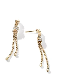 Helena Box Chain Drop Earrings In 18k Yellow Gold With Pavé Diamonds