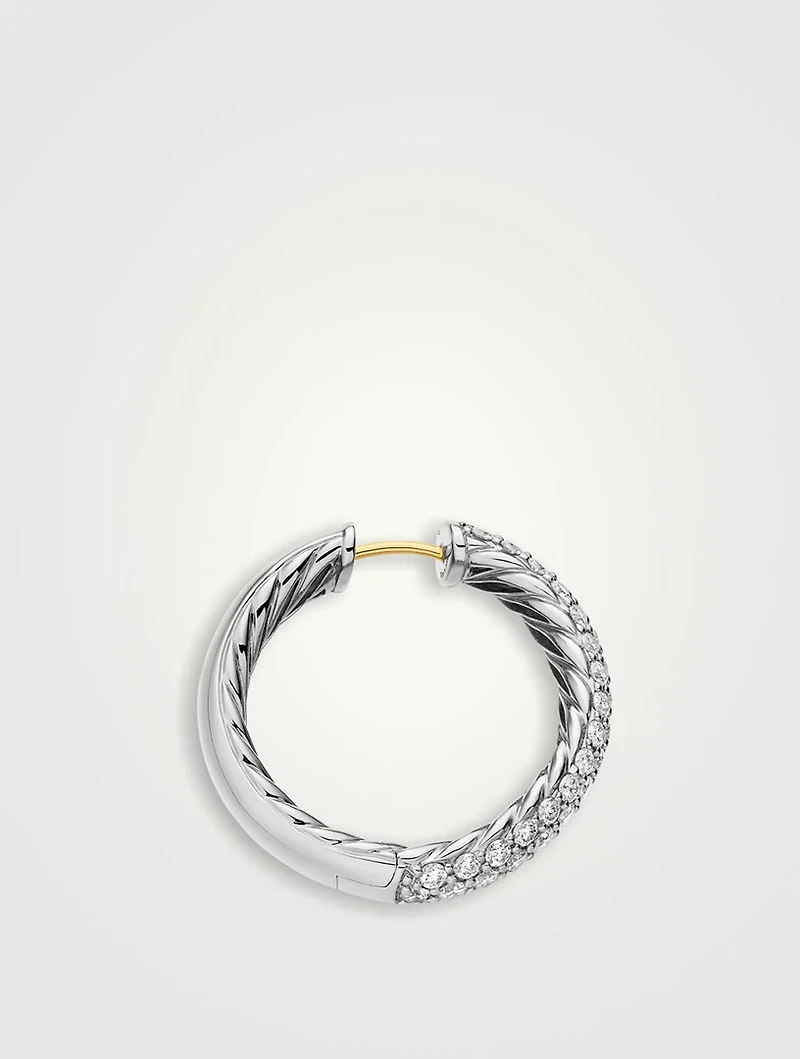Dy Mercer® Hoop Earrings In Sterling Silver With Diamonds, 25.4mm