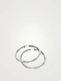 Infinity Hoop Earrings In Sterling Silver With Diamonds, 42mm