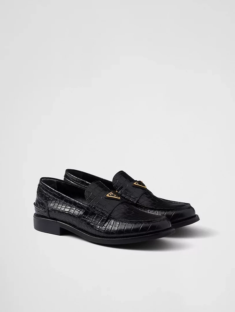 Croco-print Leather Loafers